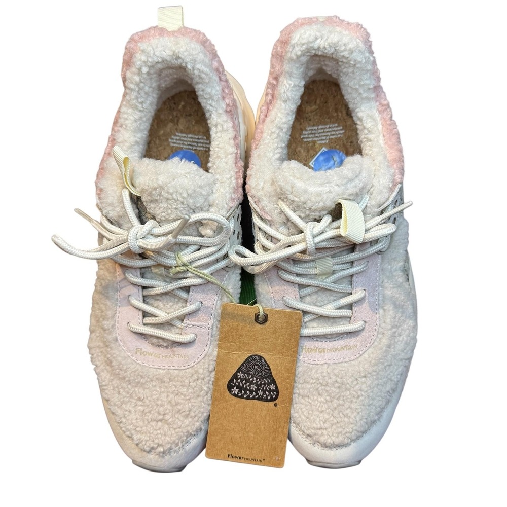 Flower Mountain Shoes‎ Womens Size 7.5 White Pink Sherpa Suede Trail FM36-3-035